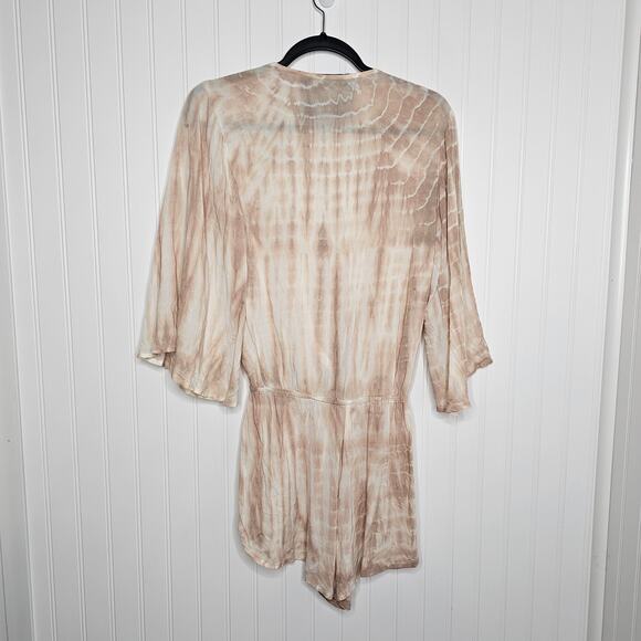 Blue Life Wild and Free Romper Size XS Sand Tie-Dye Rayon Beach Vacation Boho - Picture 4 of 8